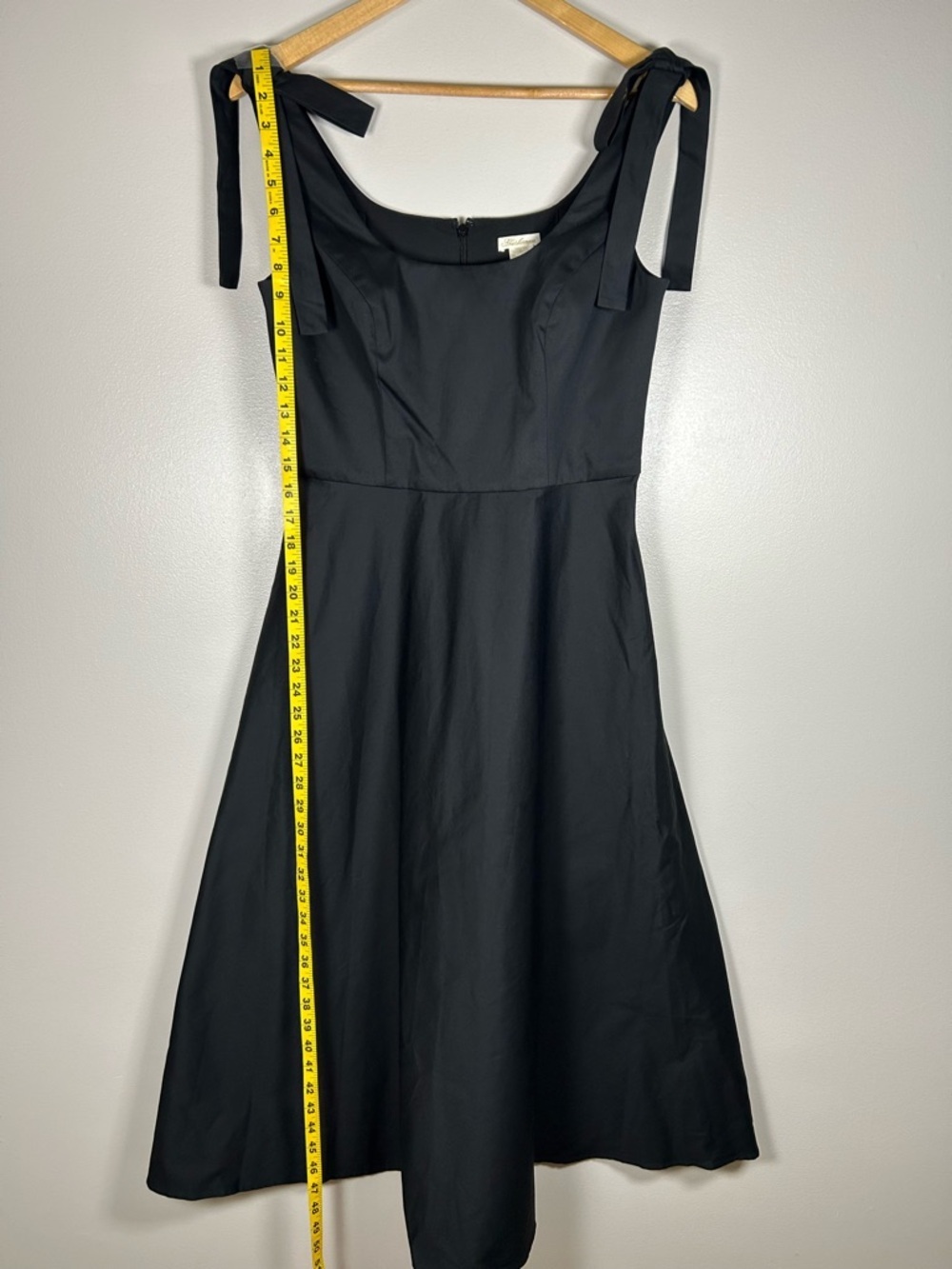 Shoshanna Black Midi Dress with Tie-Shoulder Straps - Picture 9 of 13